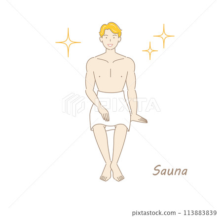 熱愛桑拿的清爽男士，在桑拿中淨化身心。 113883839