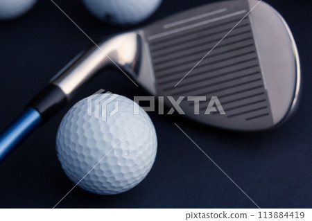 golf ball and iron stick 113884419