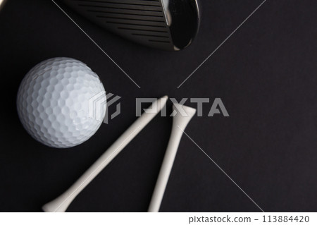 golf ball and iron stick 113884420