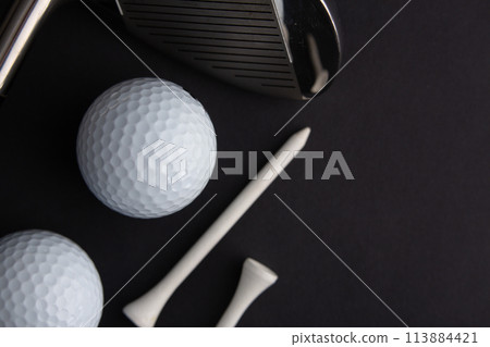 golf ball and iron stick 113884421