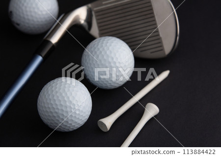 golf ball and iron stick 113884422