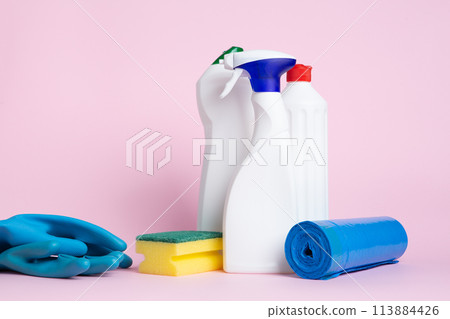 Three cans of cleaning products Three cans of cleaning products 113884426