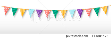 Party garland with triangle flags Party garland with triangle flags 113884476