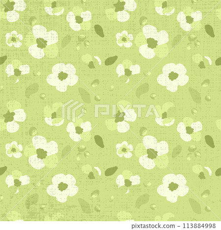 Seamless pattern traditional sakura flowers green background Texture hand drawn Folk white petals green daisy leaves Bright ornament Vector flat illustration Seamless pattern traditional sakura flowers green background Texture hand drawn Folk white petals green daisy leaves Bright ornament Vector flat illustration 113884998