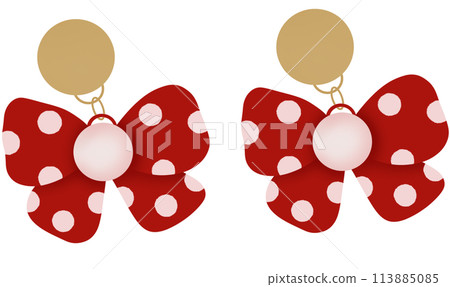Red bow earrings  113885085