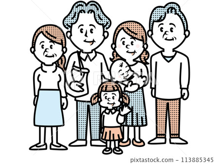 Illustration of a family of three generations 113885345