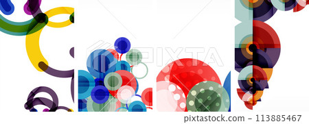 A fun event showcasing art with colorful circles on a white background A fun event showcasing art with colorful circles on a white background 113885467