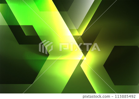 a green and yellow abstract background with glowing hexagons a green and yellow abstract background with glowing hexagons 113885492