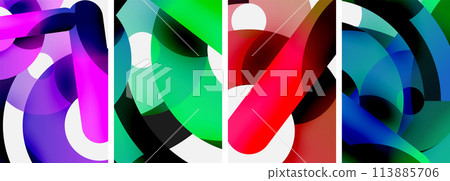 An array of vibrant circles adorns a white canvas in a modern art exhibit An array of vibrant circles adorns a white canvas in a modern art exhibit 113885706
