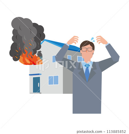 一名男子擔心房屋起火 一名男子擔心房屋起火 113885852