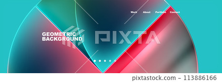 Geometric background with a vibrant circle motif in magenta and electric blue Geometric background with a vibrant circle motif in magenta and electric blue 113886166