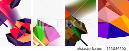 a bunch of colorful geometric shapes on a white background 113886300