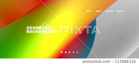 it is a geometric background with a rainbow of colors 113886316