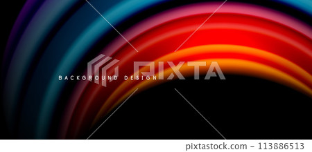 Colorful art resembling a rainbow on a dark liquid background Colorful art resembling a rainbow on a dark liquid background 113886513