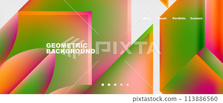 Colorful triangle and square pattern on white background Colorful triangle and square pattern on white background 113886560