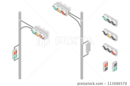 Isometric illustration: Traffic lights 113886578