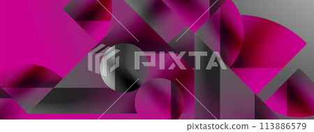 Geometric pattern of pink triangles on a pink background 113886579
