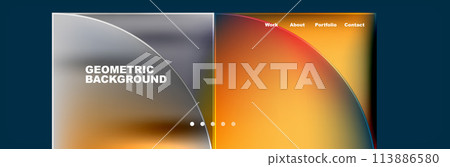 Set of geometric backgrounds on blue, with tints and shades of electric blue Set of geometric backgrounds on blue, with tints and shades of electric blue 113886580