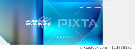 Electric blue rectangle design with Aqua circle in the middle 113886582