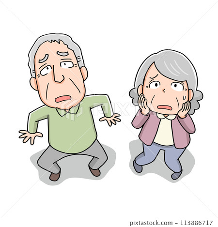 Anxious old couple Anxious old couple 113886717