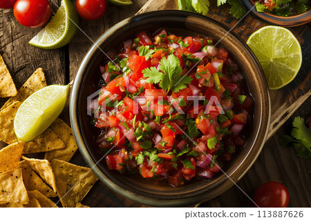 Mexican tomato salsa with nachos Mexican tomato salsa with nachos 113887626