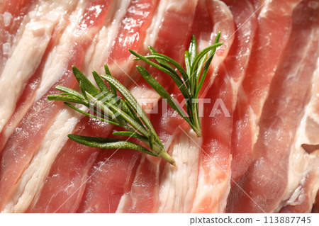 Bacon, concept of tasty meat food, food for breakfast and lunch 113887745