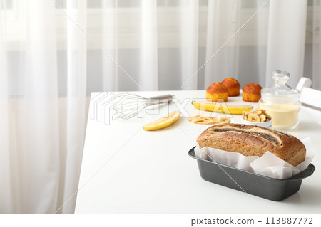 Tasty food with banana, concept of tasty food with banana 113887772
