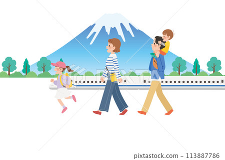 Family trip: Shinkansen and Mt. Fuji, shoulder ride 113887786