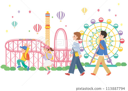 Family trip amusement park 113887794