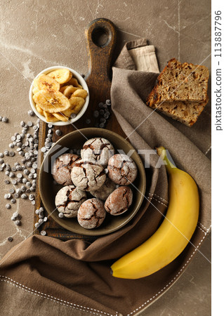 Tasty food with banana, concept of tasty food with banana 113887796
