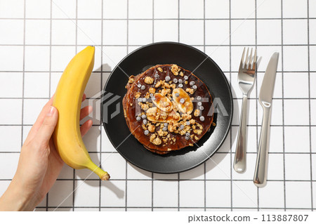 Tasty food with banana, concept of tasty food with banana Tasty food with banana, concept of tasty food with banana 113887807