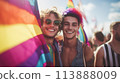Two young gay men with smiling faces 113888009