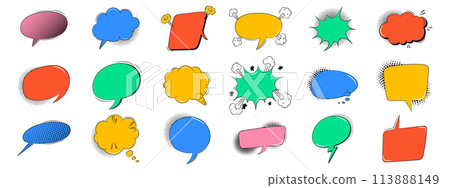 Empty comic speech bubbles in trendy pop art style Empty comic speech bubbles in trendy pop art style 113888149