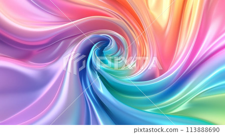 Abstract textured swirls, twisted colored wave flows. Bright multicolored background. 113888690