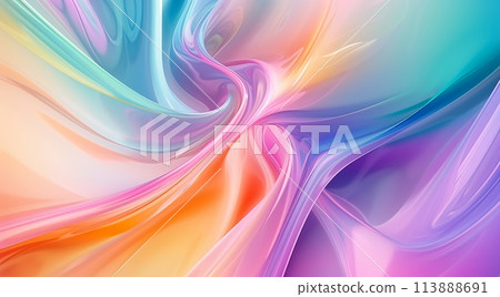 Gradient colorful abstract wallpaper with multicolored wavy surfaces. 113888691