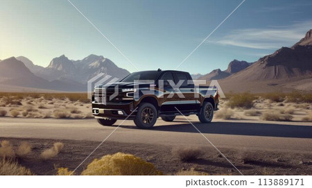 Extreme pickup Truck car standing on a road 113889171