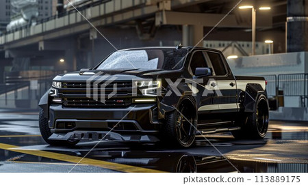 Extreme pickup Truck car standing on a road 113889175