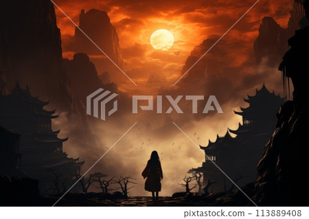 Buddhist temples on top of the mountain Buddhist temples on top of the mountain 113889408