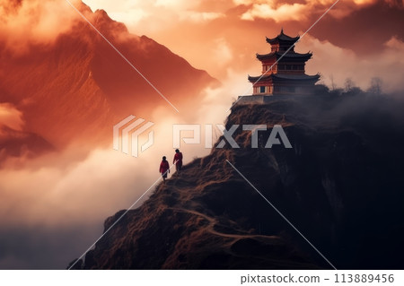 Buddhist temples on top of the mountain 113889456