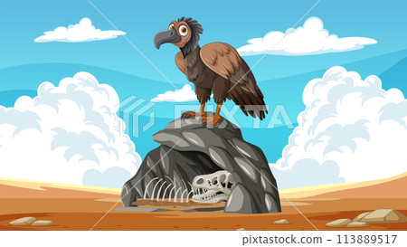 Vulture Perched on Desert Rock Vulture Perched on Desert Rock 113889517