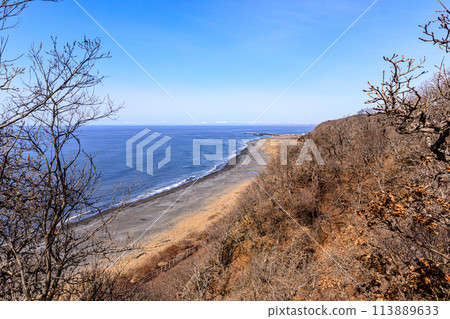 從北海道新冠町阪寒館森林公園眺望的景色【3月】 113889633