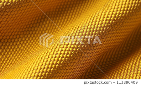 Yellow soccer fabric texture with air mesh. Sportswear background 113890409