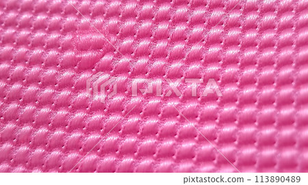 Pink soccer fabric texture with air mesh. Sportswear background 113890489