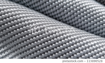 Grey soccer fabric texture with air mesh. Sportswear background 113890528