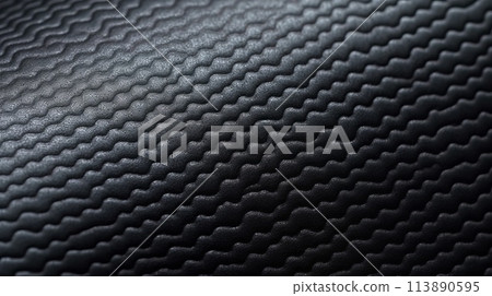 Black soccer fabric texture with air mesh. Sportswear background 113890595