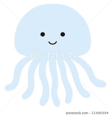 可愛水母的向量圖。圖標, 海, 水族館 113891034