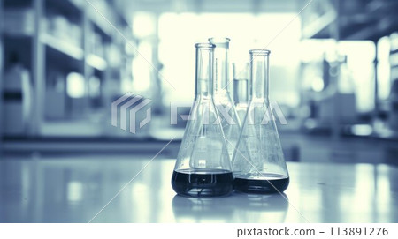 Laboratory equipment beakers and flask with backlight in different group Laboratory equipment beakers and flask with backlight in different group 113891276