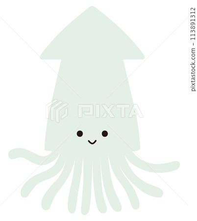 可愛的魷魚的向量圖。圖標, 海, 水族館 可愛的魷魚的向量圖。圖標, 海, 水族館 113891312