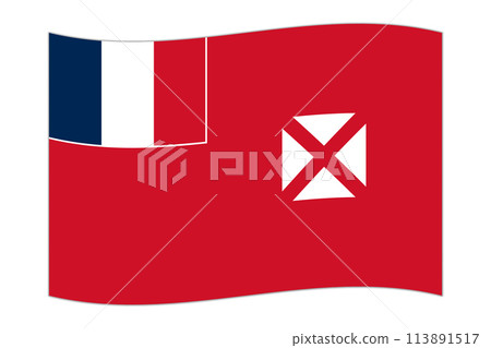 Waving flag of the country Wallis and Futuna. Vector illustration. 113891517