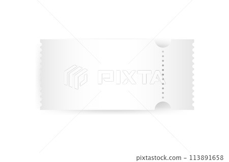 Realistic white coupon, ticket, boarding pass,voucher template mock up with one stub rip line and shadow. 113891658